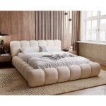 Emporius - lit adulte 180x200 cloud, mousse �paisse, styl�, design lit double - lit avec sommier - beige ...