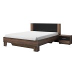 Lit adulte 180x200 collection irina. coloris chne fonc et noir