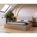 Emporius - lit adulte 180x200 morin boucle - lit double avec rangement - sommier � lattes, lit design, ...