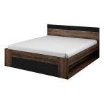 Lit adulte 180x200 avec tiroirs int�gr�s - collection eos. coloris ch�ne fonc� et noir