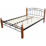 Lit adulte 2 personnes en m�tal et bois 180 x 200cm avec sommier � lattes lit06028