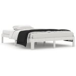 Bonnevie - lit adulte pour 2 personnes, structure de lit, assemblage facile, blanc bois de pin massif ...