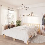 Lit adulte pour 2 personnes, structure de lit, assemblage facile, bois de pin massif 140x190 cm oib3340e ...