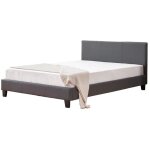 Homy france - lit adulte 2 places 160x200 cm melbourne similicuir gris sommier inclus