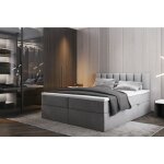 Trada - lit adulte 200x200 cm palermo - avec matelas, rangement et surmatelas - tissu velours - gris ...
