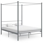 Maison chic - lit adulte  baldaquin lit grand cadre de lit gris mtal 160x200 cm 48936
