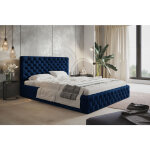 Lit adulte chesterfield 160x200 furis - tiroir de lit, tissu velours, sommier  latte - glamour lit double ...