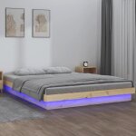 Maison chic ? lit adulte contemporain 120x190 cm ? cadre en bois massif avec led ? t�l�commande incluse ...