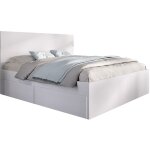 Pegane - lit adulte, couchage 140x190 cm avec 4 tiroirs coloris blanc - longueur 145 x profondeur 195 ...