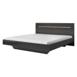 Meublorama - lit adulte design 180x200 collection lucia. coloris gris et chne