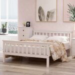 Lit enfant 140x200 cm, lit 140x200 cm, cadre de lit en bois avec sommier  lattes, blanc, sans matelas ...