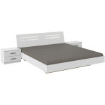 Lit adulte double 160 x 200 + 2 chevets coloris blanc - longueur 169 x profondeur 210 x hauteur 81 cm ... Lit adulte double 160 x 200 + 2 chevets coloris blanc - longueur 169 x profondeur 210 x hauteur 81 cm ...