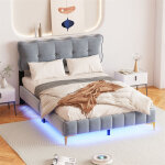 Fortuna lai - lit adulte en tissu velours, lit double capitonn avec led, sommier  lattes, tte de lit, ...