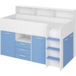 Bim furniture - lit armoire tiroir enfants neo cm206x120x138h bleu blanc Bim furniture - lit armoire tiroir enfants neo cm206x120x138h bleu blanc