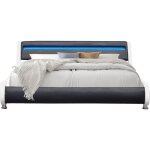Provence literie - lit ava pour matelas 90x190 - sommier + tte de lit eclairage led incurve couleur ...