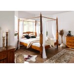 Lit  baldaquin 160x200 acacia laqu miel oxford 0245