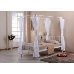 Meublorama - lit  baldaquin 90 x 200 cm en mtal, collection amore, coloris blanc ? 208 x 190 x 96 cm ...