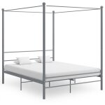 Lit  baldaquin gris mtal 160x200