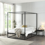 [en. casa] - lit � baldaquin kristianstad m�tal 140 x 200 cm noir