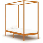 Lit � baldaquin marron miel pin massif 90x200