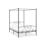 Lit  baldaquin mtal gris tommy 160x200 cm