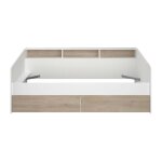 Calicosy - lit banquette 2 tiroirs 90 x 200 / 190 cm - mdf - mat d�cor chene et blanc - joy - 2339ense ...