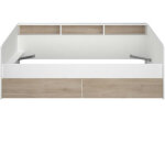 Calicosy - lit banquette 2 tiroirs 90 x 200 / 190 cm - mdf - mat dcor chene et blanc - joy - 2339ense ...