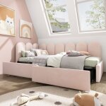 Modernluxe - lit banquette avec 2 tiroirs - tissu en velours - 90x190 cm - avec sommier � lattes - rose ...
