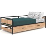 Lit banquette 90 x 190 cm detroit convertible 180 x 190 cm style industriel