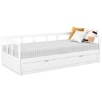 Lit banquette 90 x 190 cm zoya convertible 180 x 190 cm blanc avec 1 tiroir de rangement Lit banquette 90 x 190 cm zoya convertible 180 x 190 cm blanc avec 1 tiroir de rangement
