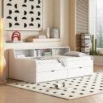 Modernluxe - lit banquette - canap lit 90x200cm avec 2 tiroirs - blanc