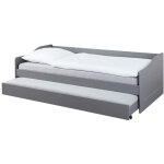 Pegane - lit banquette enfant en pin massif coloris gris - 90 x 200 cm