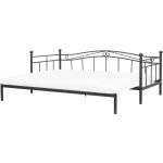 Lit banquette extensible en métal noir 90 / 180 x 200 cm elégant et romantique pour chambre moderne ou ... Lit banquette extensible en métal noir 90 / 180 x 200 cm elégant et romantique pour chambre moderne ou ...