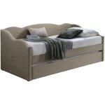 Vente - unique - lit banquette gigogne 2 x 90 x 190 cm - velours - taupe - lenvia