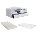 Lit banquette gigogne mathilde - 2 x 90 x 190 cm - simili - blanc + matelas Lit banquette gigogne mathilde - 2 x 90 x 190 cm - simili - blanc + matelas