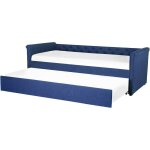 Lit banquette gigogne en tissu bleu marine 80 x 200 cm elgant avec touche chesterfield pour chambre ...