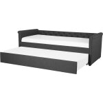 Lit banquette gigogne en tissu gris foncé 80 x 200 cm elégant avec touche chesterfield pour chambre classique ... Lit banquette gigogne en tissu gris foncé 80 x 200 cm elégant avec touche chesterfield pour chambre classique ...