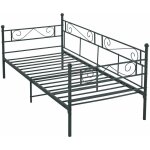 D�coshop26 - lit banquette en m�tal noir avec sommier � lattes m�talliques 90 x 200 cm 030004911