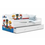 Kids literie - lit banquette neli pat patrouille 80x160 blanc livr avec sommiers, tiroir et matelas ...