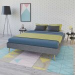 Lit borea 160x200 tissu + 1 sommier / gris fonc� / 215x167x34