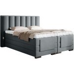 Les tendances - lit boxspring lectrique velours gris avec matelas et surmatelas arkos - 90x200