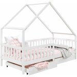 Idimex - lit cabane asymétrique alva avec tiroirs, 90 x 200 cm en pin massif lasuré blanc Idimex - lit cabane asymétrique alva avec tiroirs, 90 x 200 cm en pin massif lasuré blanc