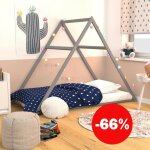 Le quai des affaires - lit cabane apache 90x190 + 1 sommier / gris / 208x100x148