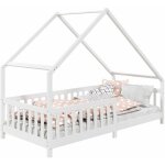 Idimex - lit cabane asymtrique cora 90 x 200 cm en pin massif lasur blanc