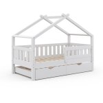 Vitalispa - lit cabane design, blanc, 80x160 cm avec lit d'appoint