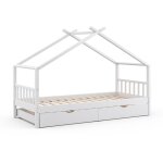 Vitalispa - lit cabane design, blanc, 90x200 cm avec lit d'appoint
