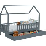 Idmarket - lit cabane enfant 80 x 160 cm neree gris avec 1 tiroir gigogne et de rangement