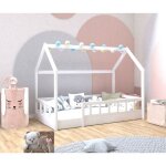 Hobag - lit cabane enfant 80 x 160 cm orel blanc avec sommier et barrières Hobag - lit cabane enfant 80 x 160 cm orel blanc avec sommier et barrières