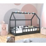 [jamais utilis] lit cabane enfant 80 x 160 cm orel gris avec sommier et barrires