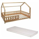 Atmosphera - lit cabane enfant bosco 90 x 190 cm avec matelas (fabrication europ�enne)